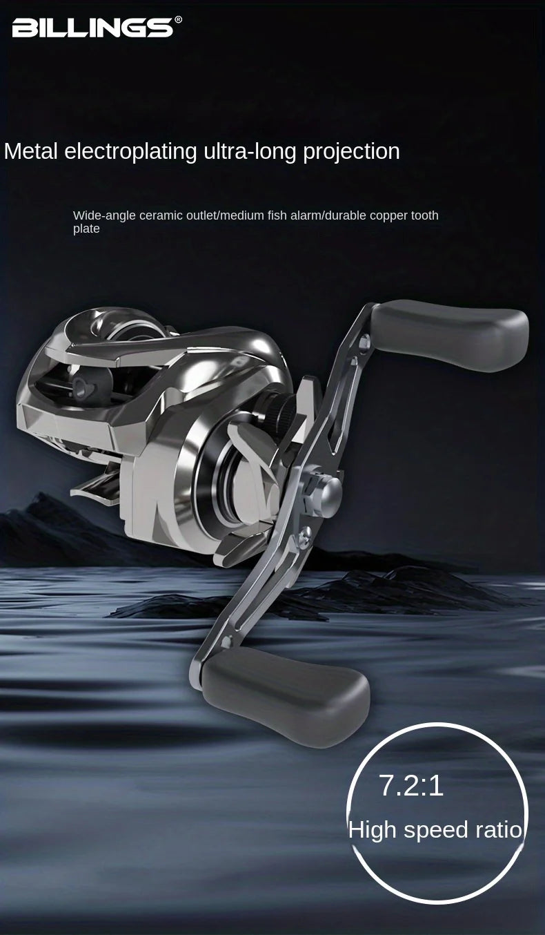 BILLINGS AT Series,7.2:1 Gear Ratio,5+1 Ball Bearing,18LB Max Drag,Baitcasting Reel,For Freshwater Saltwater