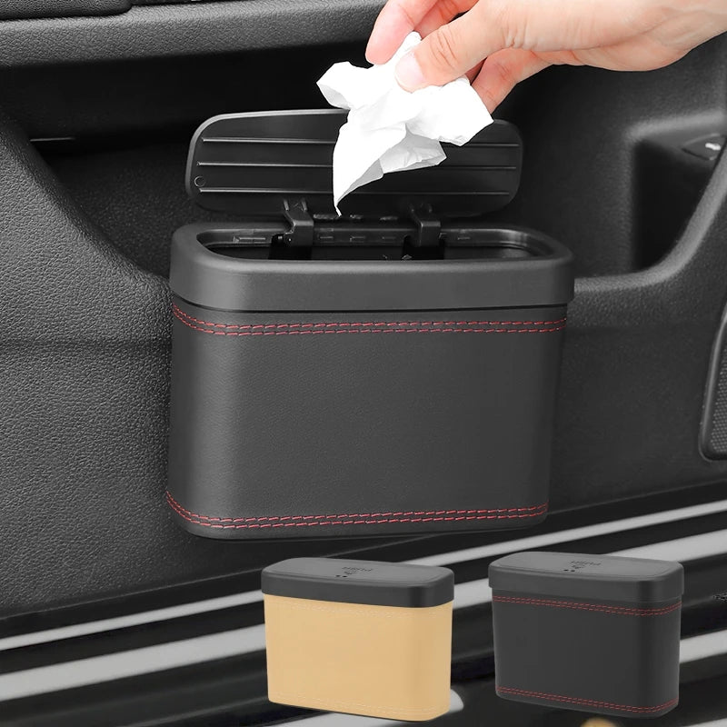PU Leather Hanging Car Trash Can