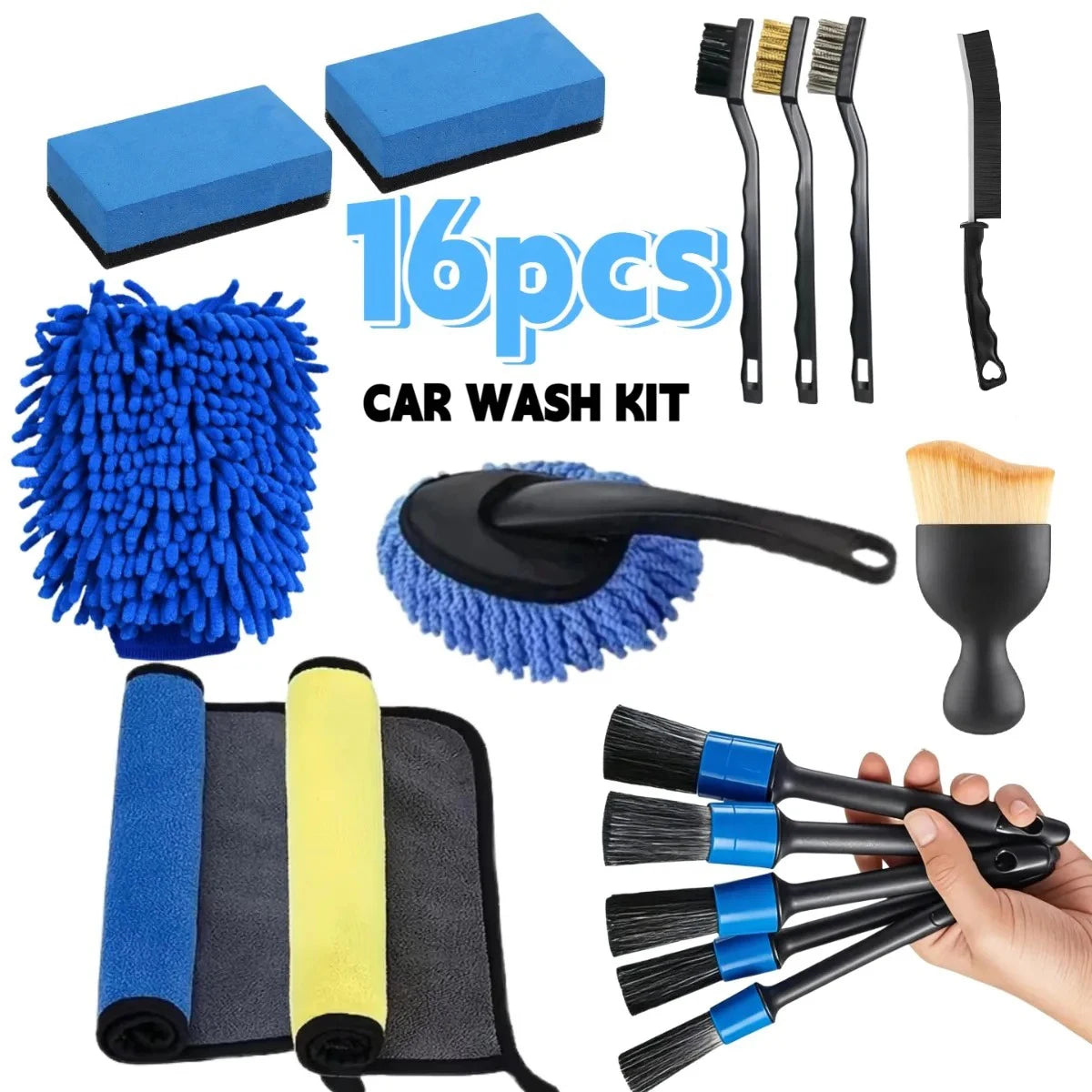 Car Detailing Brush Kit – 16 or 20 Pieces