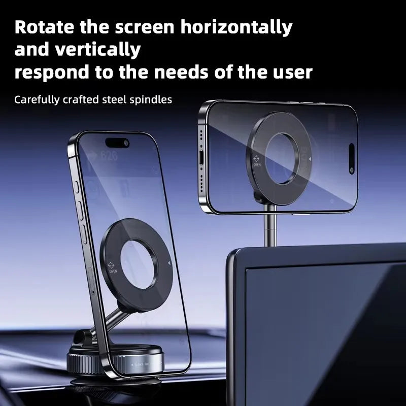 Strong Magnetic Car Phone Holder Foldable Design 360° Adjustable Vacuum Mount for CarDeskBathroom Use Three-axis Rotation For Free Adjustment A Convenient Choice For Multiple Scenarios