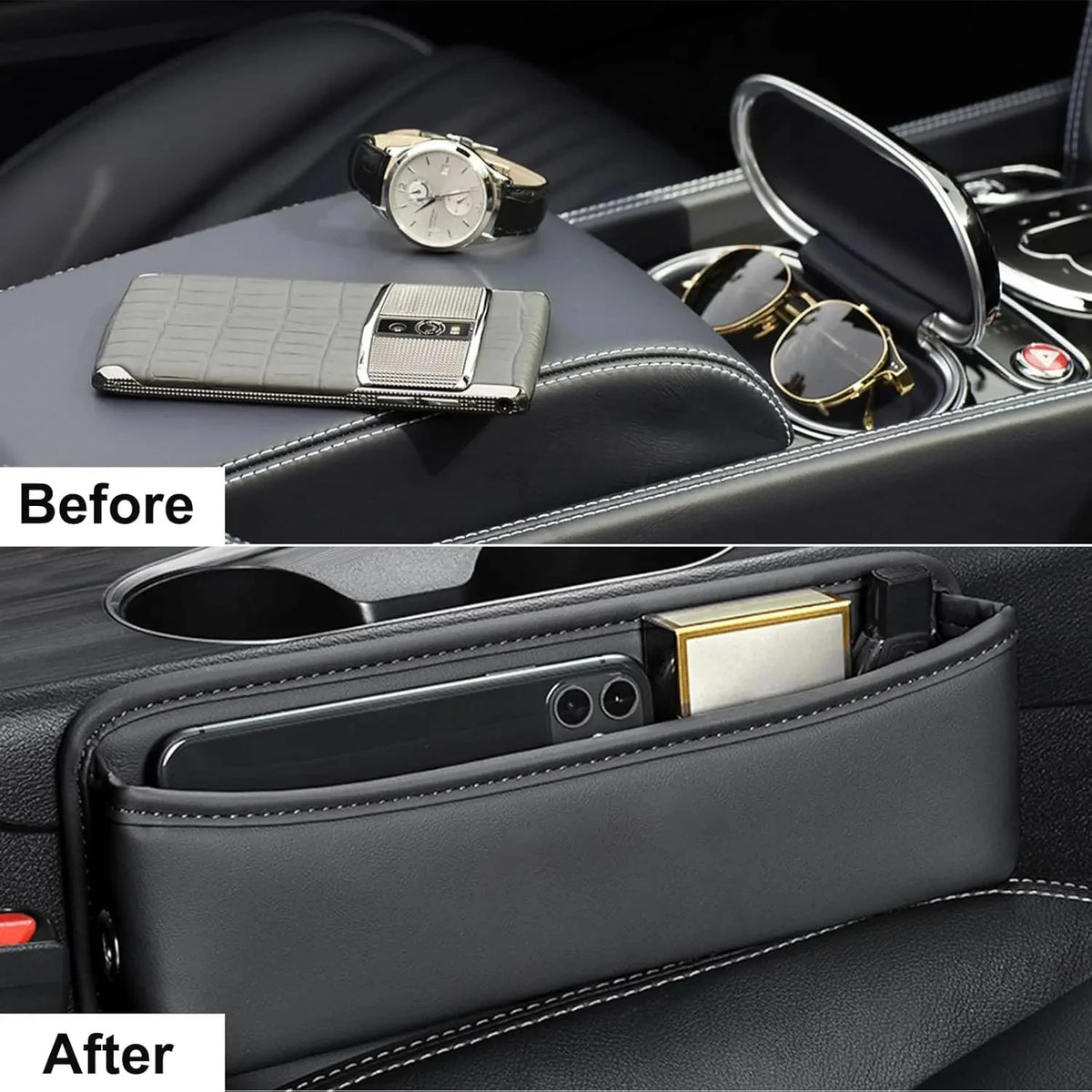 PU Leather Car Seat Gap Organizer